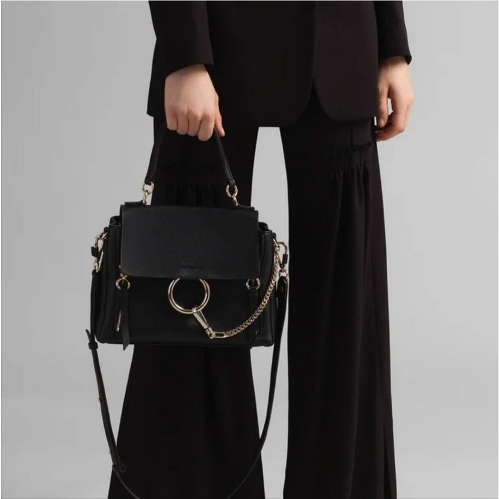 Chloe Faye Day Mini Black Leather Crossbody Bag - Picture 14 of 15